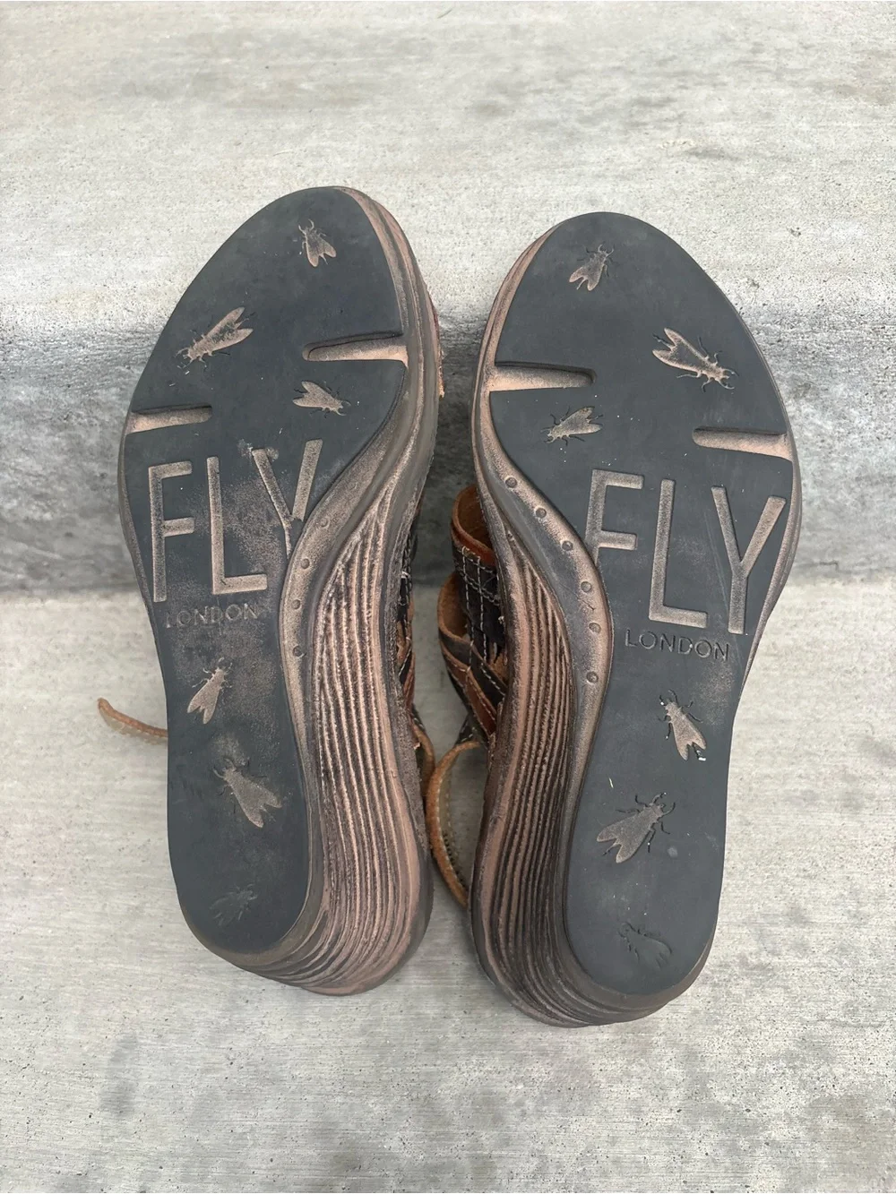 FLY London Sebta Leather Strappy Wedge Sandals